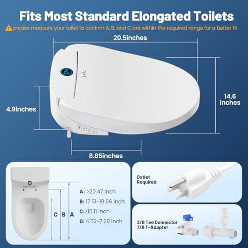 Bidet Toilet Seat, Electric Smart Heated Toilet Seat with Instant Warm Water & Dryer, Multiple Spraying Modes, Self-Clean Nozzle,Remote Control, Night Light, Soft Closed Toilet Lid 5