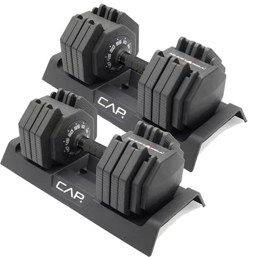 CAP Barbell 55 lb Pair of Adjustable Dumbbells with Full Rotation Black Handle