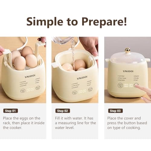 Rapid Egg Cooker, 6 in 1 Egg Cooker for Hard Boiled Eggs, Soft Boiled, Egg Custard, Electric Egg Boiler with Auto Shut Off and Beep Alarm, Smart Egg Maker for Home, Kitchen, Dorm, No BPA 7