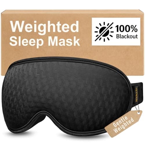 Blackout Weighted Eye Mask for Sleeping: 3D Contoured Gentle-Pressure Sleep Mask for Men & Women - Airplane Travel & Night Shift Essentials, Zero Eye Pressure, Breathable Blindfold, Black