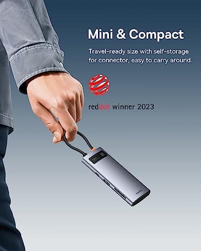 Baseus USB C to HDMI Adapter, 4K@60Hz USB C Docking Station, 7 in 1 USB C Hub with 3 USB-A, PD 100W, TF/SD Card Reader, Compatible for iPhone 15/Mac/Dell/Acer/HP/ASUS/Steam Deck/Rog Ally 6