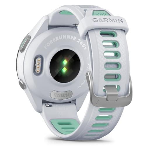 Garmin Forerunner 265S (Whitestone/Neo Tropic) Running GPS Smartwatch Bundle - Bright AMOLED Display, Advanced Training, Recovery Insights - Includes PB Wireless Running Earbuds 8