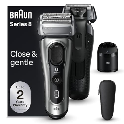 Braun Series 8 8567cc Electric Razor for Men, 4+1 Shaving Elements & Precision Long Hair Trimmer, 5in1 SmartCare Center, Close & Gentle Even on Dense Beards, Wet & Dry Electric Razor, 60min Runtime