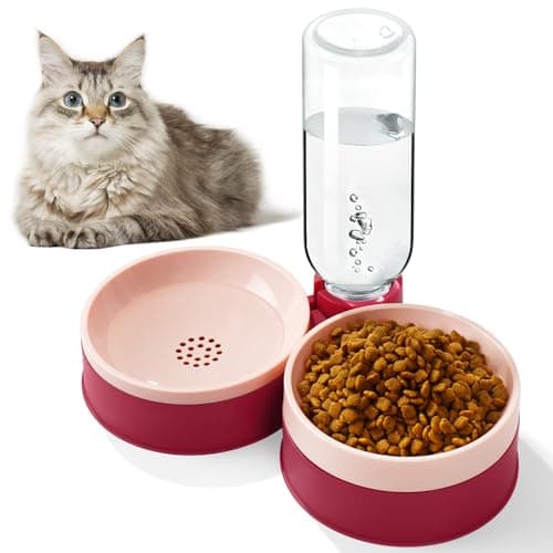 Cat Food Bowl, Cat Bowls Whisker Friendly with Water Dispenser for Cats and Small Dogs