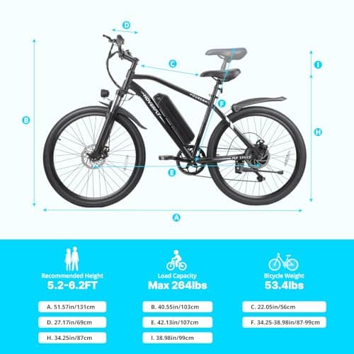 Hoverfly OUREA 26" Electric Bike for Adults, 750W Peak Motor Mountain Ebike, 20MPH Up to 40 Miles, UL2849 Certified, 7-Speed, Removable Battery, Shock Absorber, Fat Tire Commuter E-Bike 7