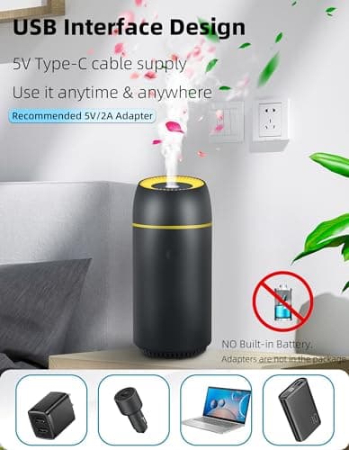 Car Diffuser for Essential Oils Portable Mini Ultrasonic Mist Humidifier 100ml USB Aromatherapy Diffuser Freshener with Colorful Lights for Small Space Home Office Bedroom (Black) 5