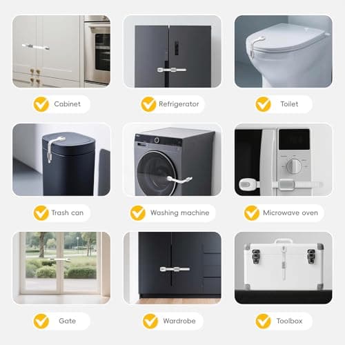 BBsecure 8 Packs Cabinet Locks Baby Proofing, Child Proof Cabinet Locks with 3M Adhesive, No-Drill Child Safety Cabinet Lock, Flexible for Drawer, Door, Fridge, Trashcan, Toilet Seat, Pantry 8