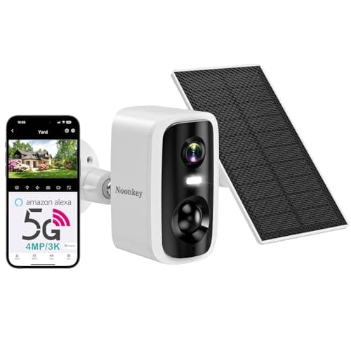 Noonkey 4MP Solar Security Camera Outdoor, 5G&2.4GHz Wireless Rechargeable Battery Cam with Spotlight/Siren, AI Human Detection, Color Night Vision, 2-Way Audio, IP65 Waterproof, Alexa,No Power Needed