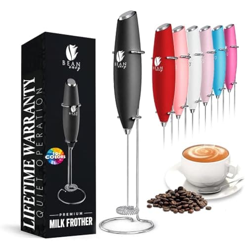 Bean Envy Milk Frother, Coffee Stirrers, Frother Wand, Milk Frother Handheld, Frother with stand, Hand Blender for Coffee, Lattes, Cappuccino, Matcha and Hot Chocolate – Kitchen Gifts - Black