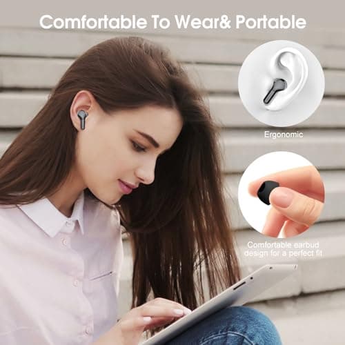 Wireless Earbuds, Bluetooth 5.4 Headphones HiFi Stereo, Earbuds with ENC Noise Cancelling Mic, IP7 Waterproof in Ear Earphones, 48H, LED Display Ear buds for Pad Workout Sports, Mysterious Black 6