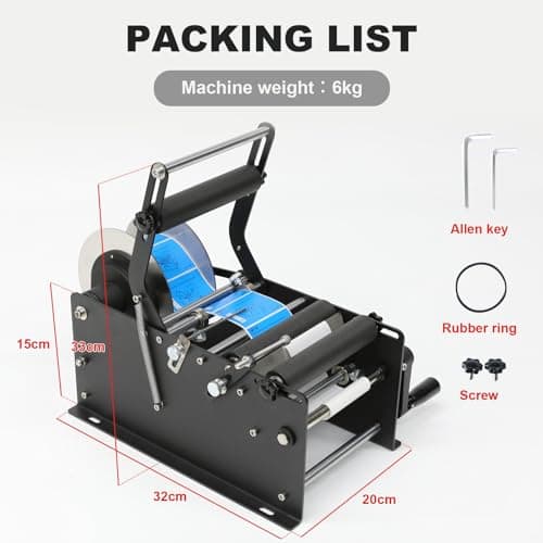 ZONEPACK Upgraded Manual Labeling Machine Label Applicator Bottle Labeler Sticker Label Printer Packing Machine with Handle for Round Glass Plastic Metal Bottle etc… 6
