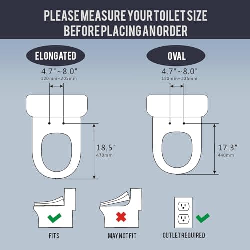 WLJBIDET Toilet Bidet Seat with Wireless Remote Control, Electric Bidet with Oscillating Cleaning, Heated Toilet Seat, Adjustable Temperature and Pressure, Slow Closed Lid, Elongated 5