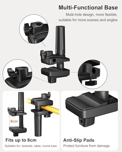 17.3" Portable Monitor Stand, Foldable Tablet Arm Mount for Desk, Kindle Holder for Reading in Bed, Adjustable Phone Stand Compatible with iPad Pro Air Mini, Samsung Galaxy Tab S9, Kindle, Cell Phone 5