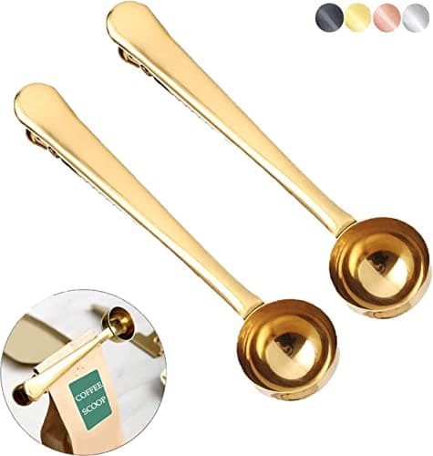 Coffee Scoop Clip Stainless Steel Tablespoon Coffee Spoon With long handle Multifunction Sealing Bag Clip For Tea, Coffee, Protein Powder, Instant Drinks, Kitchen Tools
