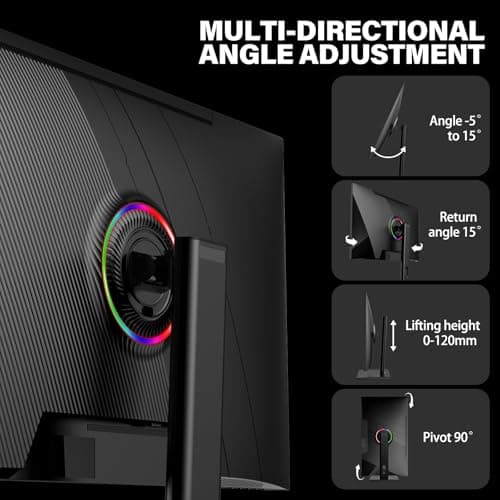 Gawfolk 27 Inch 4K Gaming Monitor IPS, UHD 3840 x 2160p 144Hz PC Computer Monitors IPS Screen for Home & Office, HDMI, DisplayPort, Wall Mount Compatible 7