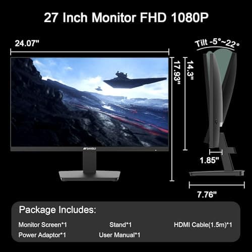 SANSUI 27-Inch IPS Monitor, 120Hz, Full HD 1920x1080, HDMI and DisplayPort, VESA Mountable 8