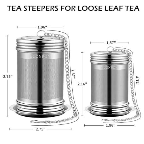 ECONPON 2 Pack Reusable Tea Steeper Extra Fine Mesh Tea Infuser Stainless Steel Tea Strainer for Loose Leaf Tea 6