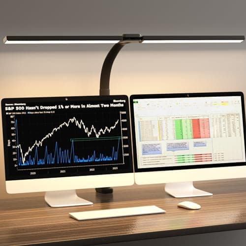 SKYLEO Led Desk Lamp for Home Office - Eye Caring Architect Desk Light with Clamp - Computer Monitor Light with Stepless Dimming Touch Control - 5 Color 24W - 2400LM Timing - Memory Function - Black