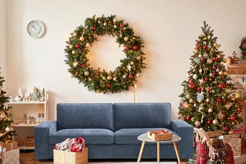 LEISLAND 88.58" Couches for Living Room, Modern Chenille Couches and Sofas Living Room Furniture with Metal, Solid Wood Armrest, Removable Cushion/Easy to Install(Blue) 6