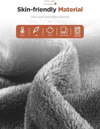 Mlivrom Heated Throw Blanket with 1-9 hrs Timer Auto-Off & 8 Heating Levels, Flannel Electric Blanket Full Body Warmth, ETL Certified & Machine Washable 5