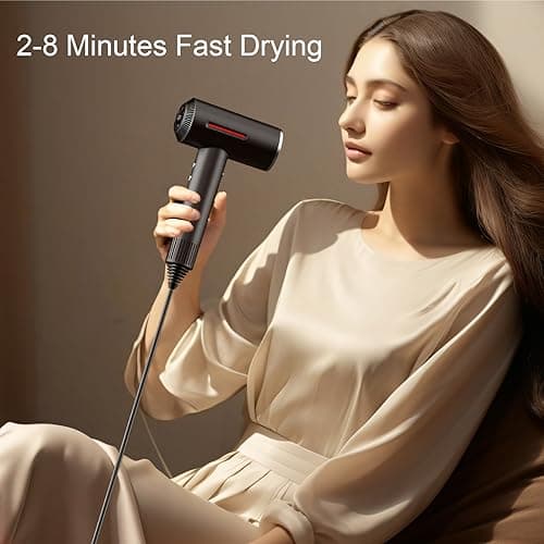 LESCOLTON Hair Dryer, Ionic Hair Dryer 110,000 RPM Brushless Motor 1400W Powerful High Speed, Diffuser & LCD Display, 3 Speeds for Fast Drying, Low Noise, Lightweight,Self Clean (Black) 5