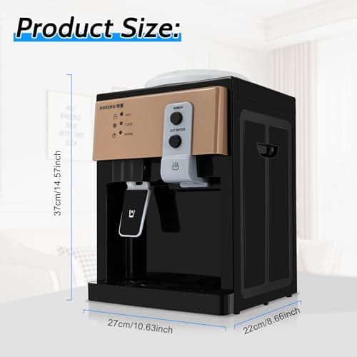 5 Gallon Primo Water Cooler Dispenser Desktop Electric Hot and 8-15℃ Cold Water Cooler 3 Temperature Settings Water Dispenser Countertop for Home Office Coffee (Champagne Gold and Black) 5
