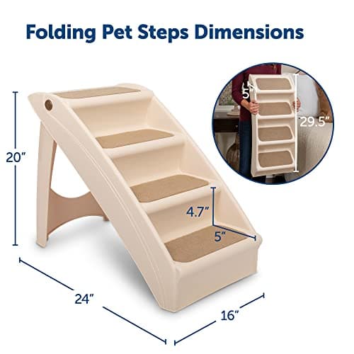 PetSafe CozyUp Folding Dog Stairs, Portable Indoor/Outdoor Pet Steps for Bed, Couch & Car, Tan, 20 Inch 6