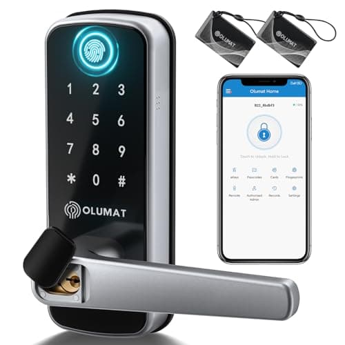 Smart Door Lock, OLUMAT Keyless Entry Door Lock Fingerprint Door Lock with Keypad Digital Lock with Handle for Home, Rental, Garage, Office and Hotel