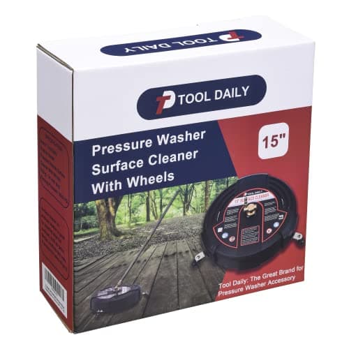 Tool Daily 15 Inch Pressure Washer Surface Cleaner with 3 Wheels, 2 Extension Wands, Surface Cleaner for Pressure Washer Attachment for Concrete, Driveway, Sidewalk, Patio, 3600 PSI 9