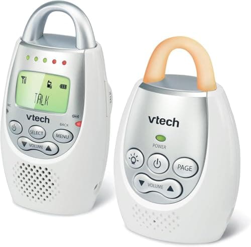 VTech Communications DM221 Audio Baby Monitor with up to 1,000 ft of Range, Vibrating Sound-Alert, Talk Back Intercom & Night Light Loop, White/Silver 14