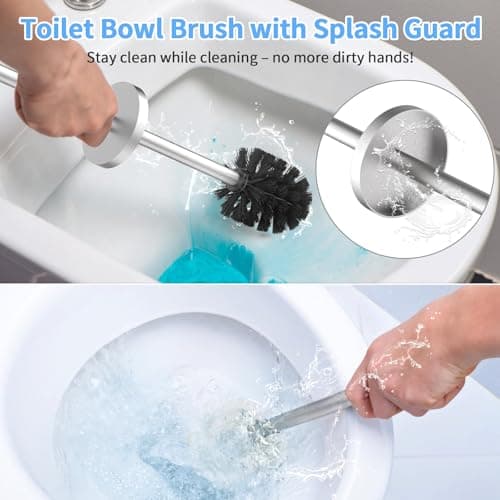 Stainless Steel Toilet Brush and Holder Set Brushed Silver Heavy Duty Toilet Bowl Brush with Long Handle for Bathroom and Farmhouse 5