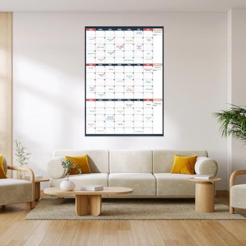 Dry Erase Calendar for Wall - Undated 3 Month Wall Calendar, 28" x 40"(Vertical), Large Wall Calendar Dry Erase for Office, Home, School 8