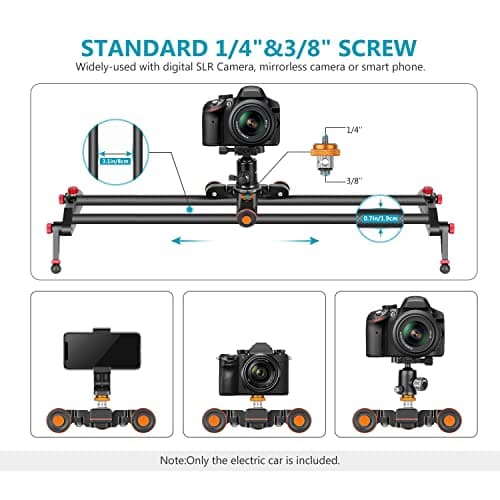 Neewer 3 Wheels Wireless Video Camera Dolly, 3 Speed Motorized Electric Track Rail Slider Dolly Car with Remote Control, Compatible with DSLR Camera Camcorder GoPro iPhone and Android Smartphone 6