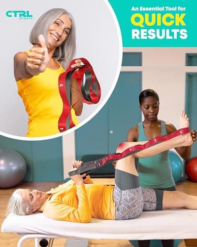 Stretching Strap with Loops - Non Elastic Stretch Band for Physical Therapy, Yoga Strap for Stretching Equipment, Stretch Bands for Exercise and Flexibility - Fascia, Hamstring and Leg Stretcher Belt 7