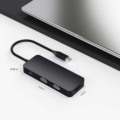USB C Docking Station Dual Monitor for Dell/HP/Mac Laptop, Dual HDMI Adapter for 2 Monitors, HDMI Splitter for Dual Monitors Extended Display, 8 in 1 USB C Hub Multiport Adapter with HDMI/USB/PD/SD/TF 9