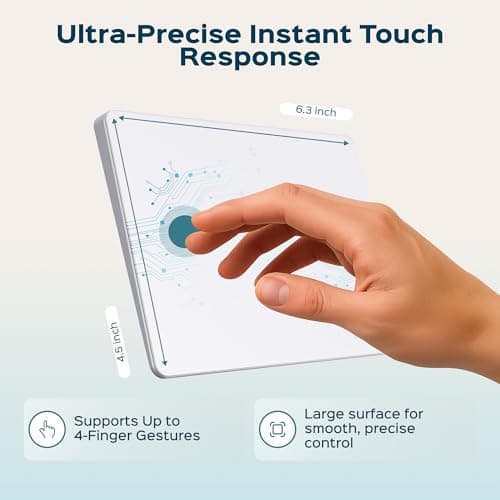 Turonic TP1 Wireless Touchpad, Bluetooth 2.4GHz, Type-C Rechargeable, 150×105mm Area, Up to 30H Use, 4-Touch Recognition, Multi-Device Connection, Precision Glass Surface, Compatible with Windows 9