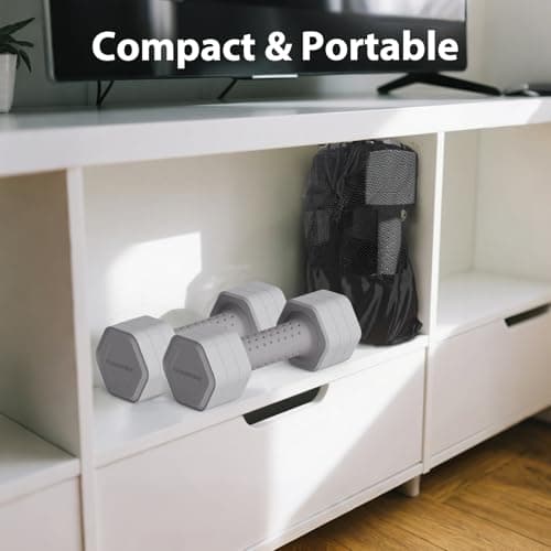 Adjustable Dumbbell Set of 2, Adjustable Dumbbells 5lb with TPU Soft Rubber Handle for Home Gym Exercise Training, Hand Weights for Women at Home (Gray) 7