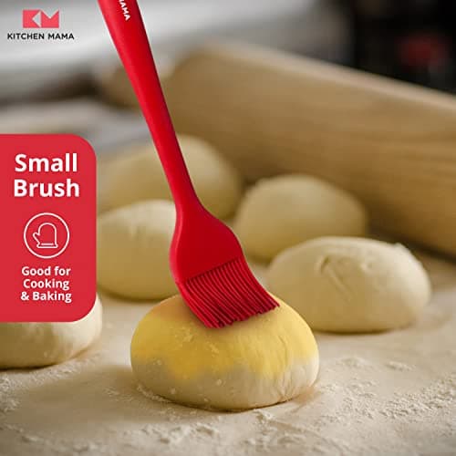Kitchen Mama Silicone Basting Pastry Brush: Set of 2 Heat Resistant Basting Brushes for Baking, Grilling, Cooking and Spreading Oil, Butter, BBQ Sauce, or Marinade. Dishwasher Safe (Red) 4