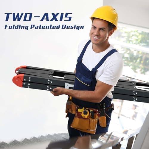 APARECIUM Foldable Twin Front Ladder, Collapsible A Frame 4-Step Ladder, Compact Step Stool with Wide Anti-Slip Pedal, Metal Portable Lightweight Ladder, EN131, 375lb Capacity 8