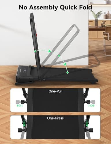 FelFast Walking Pad Treadmill, 12% 5-Level Auto Incline, 2-in-1 Under Desk Foldable w/Remote Control, 12 HIIT Mode, 265 Lbs, 7.6 MPH Max, Portable Treadmill for Office Home, No Tablet Stand 8