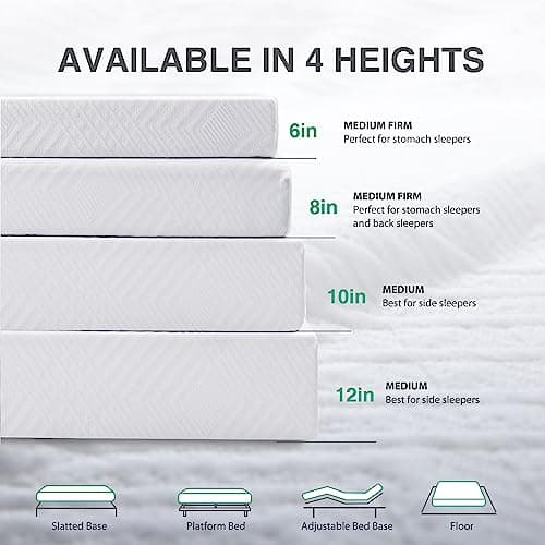 Dyonery Full Mattress - 8 Inch Green Tea Memory Foam Mattress - Full Mattresses in a Box - CertiPUR-US Certified Fiberglass Free - Gel Layer - Medium Firm - 54"x75" 6