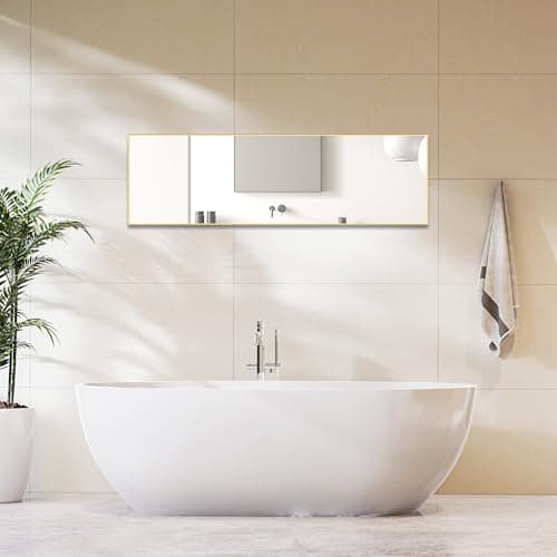 DUMOS Full Length Mirror 59"x17" Full Body Floor Mirror for Bedroom or Cloakroom, Can Stand Alone, Hang or Lean Against Wall, Tall Wall Mirror with Stand and Sleek Aluminum Alloy Thin Frame 7