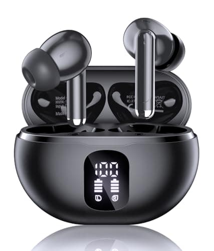 XIAOWTEK Wireless Earbuds, Bluetooth 5.4 Headphones with 50H Playback, Deep Bass Stereo Ear Buds Clear Calls with LED Power Display, IPX7 Waterproof, in-Ear Earphones with Mic for Phone/Android/iPad