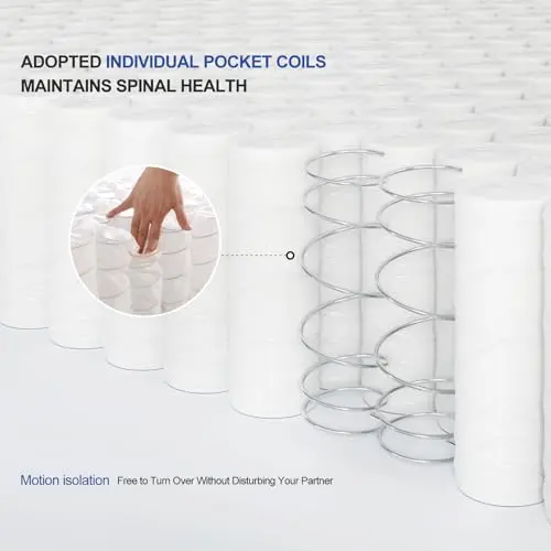 Hotkid,Queen Mattress,10 Inch High Density Foam Hybrid Mattresses in a Box with Individual Pocket Spring,Queen Size mattresses,Breathable Supportive and Pressure Relief,Guest and Kids Bedroom (Queen) 5