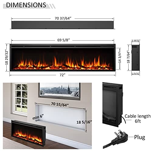 LegendFlame Austin in Wall Recessed & Wall Mounted Electric Fireplace (72") 6