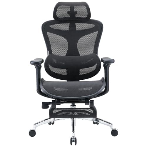 SIHOO Doro C300 Ergonomic Office Chair with Footrest, Ultra Soft 3D Armrests, Dynamic Lumbar Support for Home Office Chair, Adjustable Backrest Desk Chair, Swivel Big and Tall Computer Chair (Black)