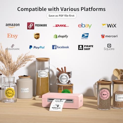 Gloryang Bluetooth Thermal Shipping Label Printer, 4X6 Inkless Label Machine for iOS, Android, Laptop, Wireless Printer for Small Business, Compatible with Amazon, UPS, Shopify, Pink 5