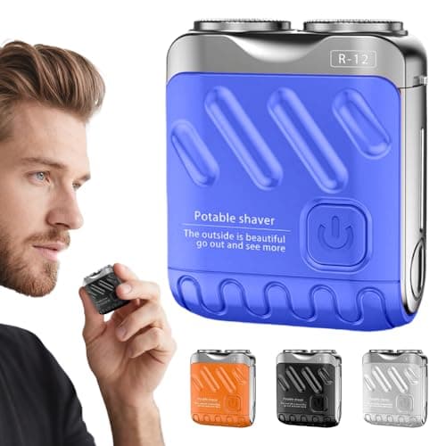 Portable Rotary Dual Ring Electric Shaver, 2025 New Mini Rotary Dual Ring Electric Razor for Men USB Rechargeable One-Button Long Lasting for Home Travel (Blue)