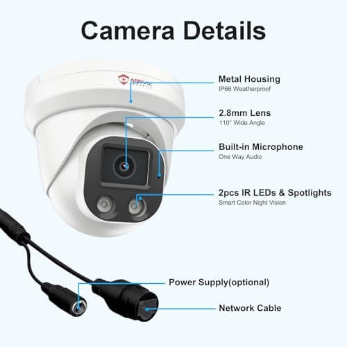 Anpviz 4K PoE IP Camera, 8MP Turret Security IP Camera Outdoor Indoor Wired, AI Human Vehicle Motion Detection, 100FT Smart Dual Light Color Night Vision, Built-in Mic, Waterproof, NDAA (U Series) 8