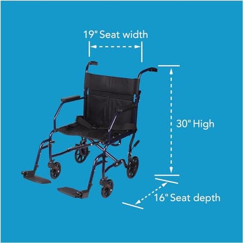 Carex Transport Wheelchair with Cushion, 19 inch Seat - Folding Transport Chair with Foot Rests 6